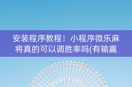 安装程序教程！小程序微乐麻将真的可以调胜率吗(有输赢规律吗)