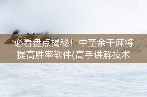 必看盘点揭秘！中至余干麻将提高胜率软件(高手讲解技术)