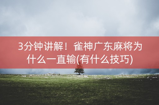 3分钟讲解！雀神广东麻将为什么一直输(有什么技巧)