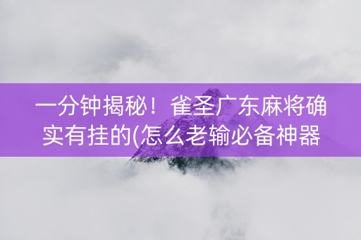 一分钟揭秘！雀圣广东麻将确实有挂的(怎么老输必备神器)