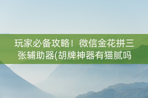 玩家必备攻略！微信金花拼三张辅助器(胡牌神器有猫腻吗)