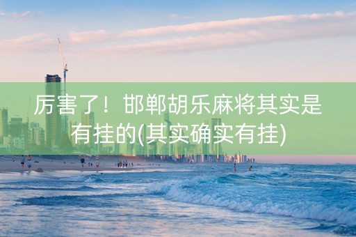 厉害了！邯郸胡乐麻将其实是有挂的(其实确实有挂)