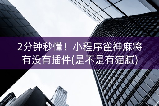 2分钟秒懂！小程序雀神麻将有没有插件(是不是有猫腻)