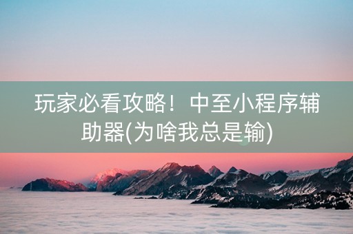 玩家必看攻略！中至小程序辅助器(为啥我总是输)