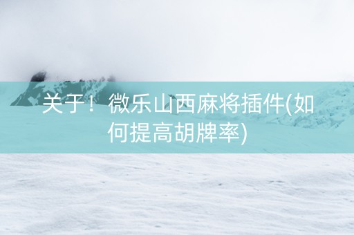 关于！微乐山西麻将插件(如何提高胡牌率)