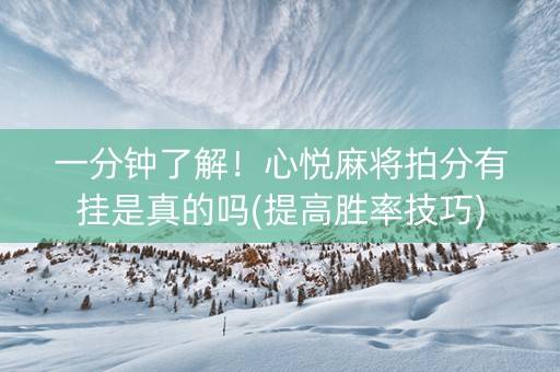一分钟了解！心悦麻将拍分有挂是真的吗(提高胜率技巧)