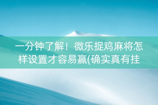 一分钟了解！微乐捉鸡麻将怎样设置才容易赢(确实真有挂)