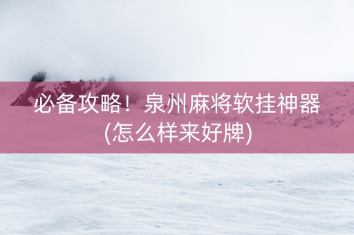 必备攻略！泉州麻将软挂神器(怎么样来好牌)