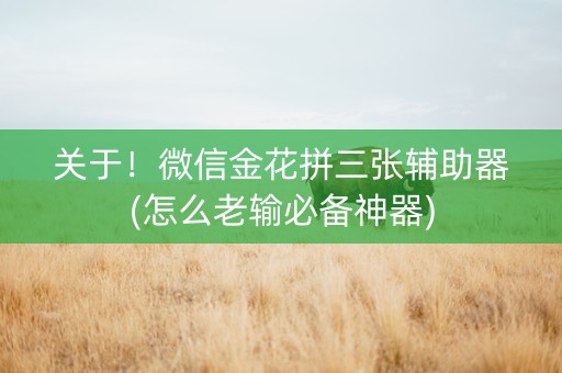 关于！微信金花拼三张辅助器(怎么老输必备神器)