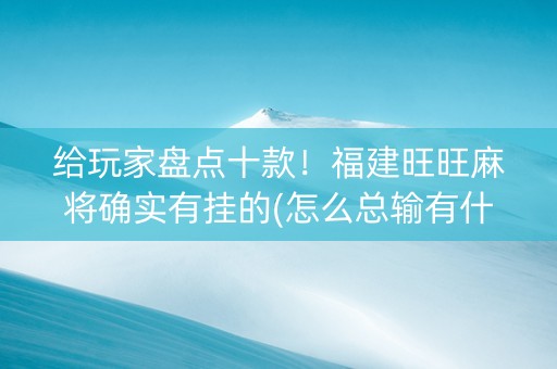 给玩家盘点十款！福建旺旺麻将确实有挂的(怎么总输有什么猫腻)