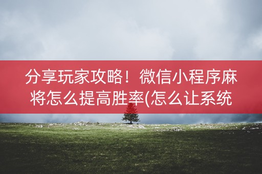 分享玩家攻略！微信小程序麻将怎么提高胜率(怎么让系统给自己好牌)