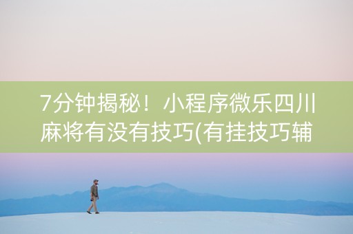 7分钟揭秘！小程序微乐四川麻将有没有技巧(有挂技巧辅助器)