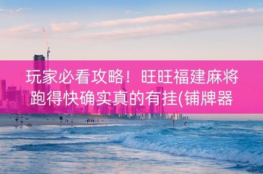 玩家必看攻略！旺旺福建麻将跑得快确实真的有挂(铺牌器购买)
