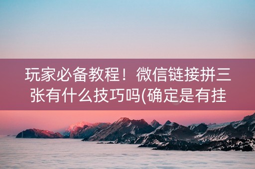 玩家必备教程！微信链接拼三张有什么技巧吗(确定是有挂)