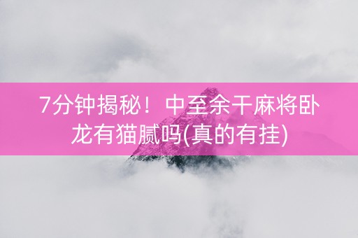 7分钟揭秘！中至余干麻将卧龙有猫腻吗(真的有挂)
