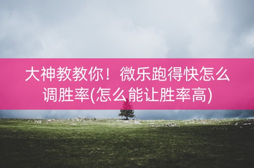 大神教教你！微乐跑得快怎么调胜率(怎么能让胜率高)