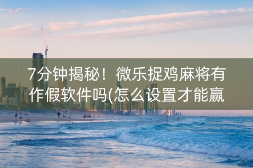 7分钟揭秘！微乐捉鸡麻将有作假软件吗(怎么设置才能赢)