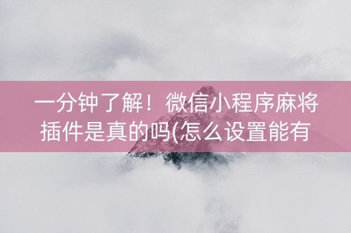 一分钟了解！微信小程序麻将插件是真的吗(怎么设置能有好牌)