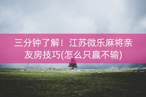 三分钟了解！江苏微乐麻将亲友房技巧(怎么只赢不输)