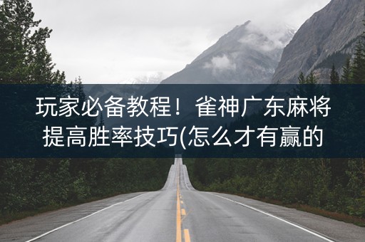 玩家必备教程！雀神广东麻将提高胜率技巧(怎么才有赢的几率)