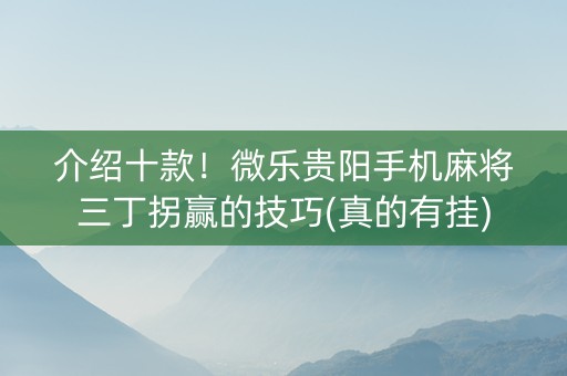 介绍十款！微乐贵阳手机麻将三丁拐赢的技巧(真的有挂)