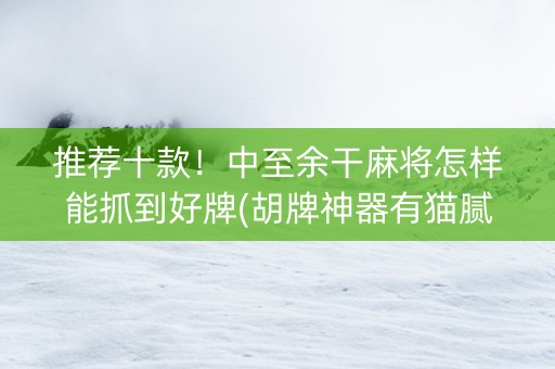 推荐十款！中至余干麻将怎样能抓到好牌(胡牌神器有猫腻吗)