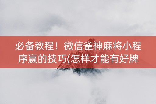 必备教程！微信雀神麻将小程序赢的技巧(怎样才能有好牌)