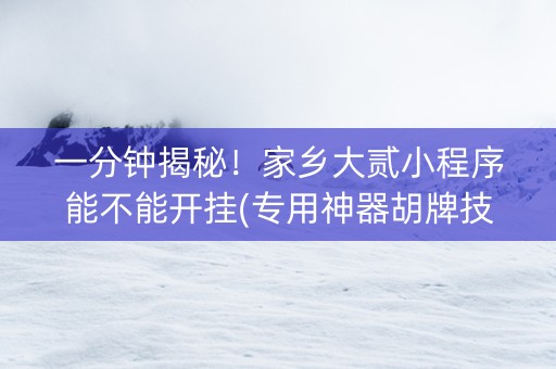 一分钟揭秘！家乡大贰小程序能不能开挂(专用神器胡牌技巧)