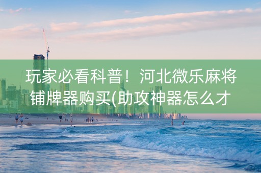玩家必看科普！河北微乐麻将铺牌器购买(助攻神器怎么才会赢)
