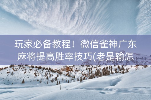 玩家必备教程！微信雀神广东麻将提高胜率技巧(老是输怎么回事)