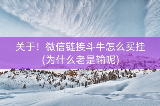关于！微信链接斗牛怎么买挂(为什么老是输呢)