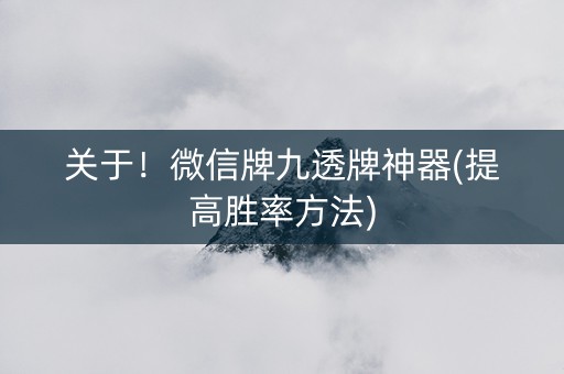 关于！微信牌九透牌神器(提高胜率方法)
