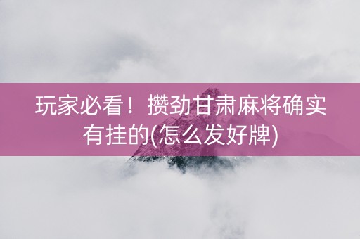 玩家必看！攒劲甘肃麻将确实有挂的(怎么发好牌)