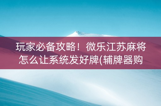 玩家必备攻略！微乐江苏麻将怎么让系统发好牌(辅牌器购买)