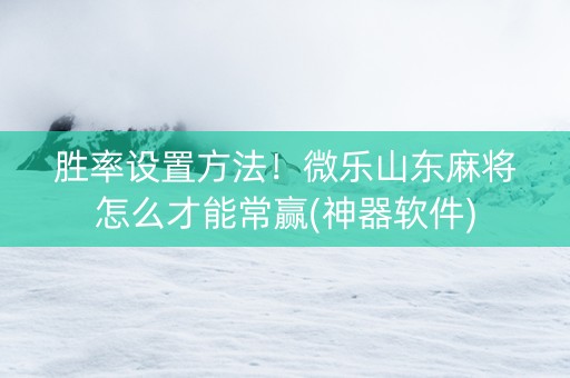 胜率设置方法！微乐山东麻将怎么才能常赢(神器软件)