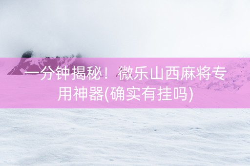 一分钟揭秘！微乐山西麻将专用神器(确实有挂吗)