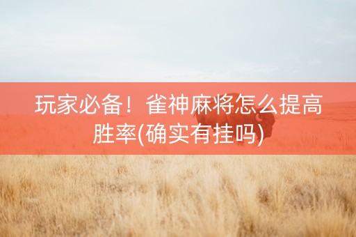 玩家必备！雀神麻将怎么提高胜率(确实有挂吗)