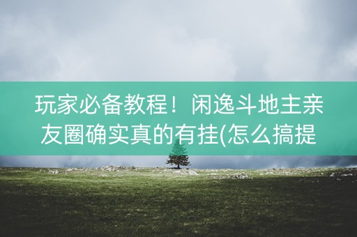 玩家必备教程！闲逸斗地主亲友圈确实真的有挂(怎么搞提高胜率)