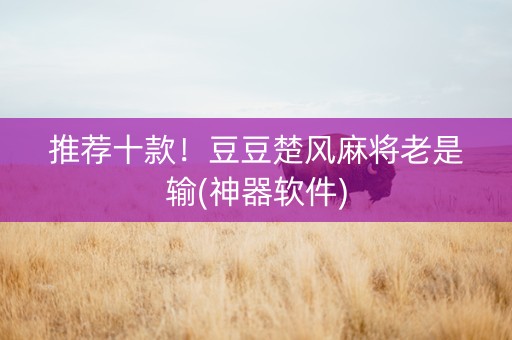 推荐十款！豆豆楚风麻将老是输(神器软件)