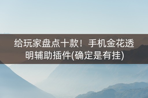 给玩家盘点十款！手机金花透明辅助插件(确定是有挂)