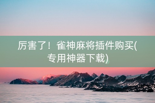 厉害了！雀神麻将插件购买(专用神器下载)