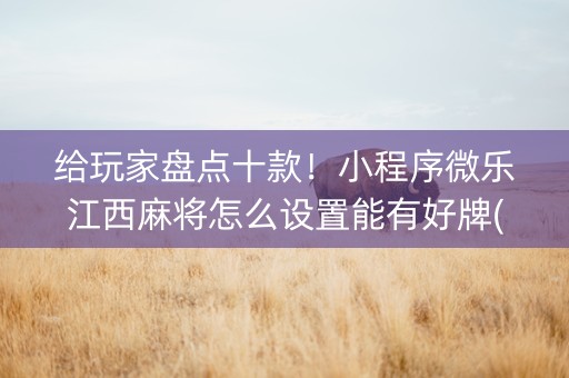 给玩家盘点十款！小程序微乐江西麻将怎么设置能有好牌(手气一直很差)