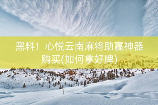 黑料！心悦云南麻将助赢神器购买(如何拿好牌)