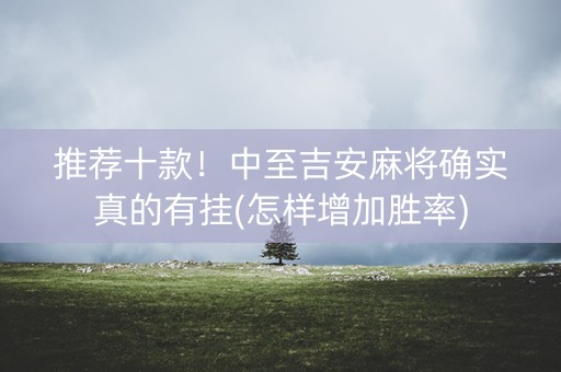 推荐十款！中至吉安麻将确实真的有挂(怎样增加胜率)