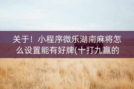 关于！小程序微乐湖南麻将怎么设置能有好牌(十打九赢的打法)