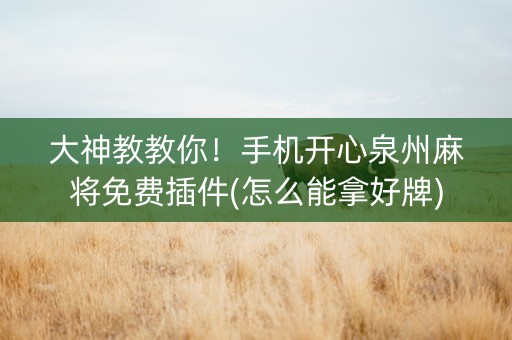 大神教教你！手机开心泉州麻将免费插件(怎么能拿好牌)