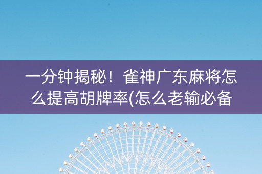 一分钟揭秘！雀神广东麻将怎么提高胡牌率(怎么老输必备神器)