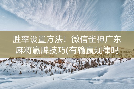 胜率设置方法！微信雀神广东麻将赢牌技巧(有输赢规律吗)