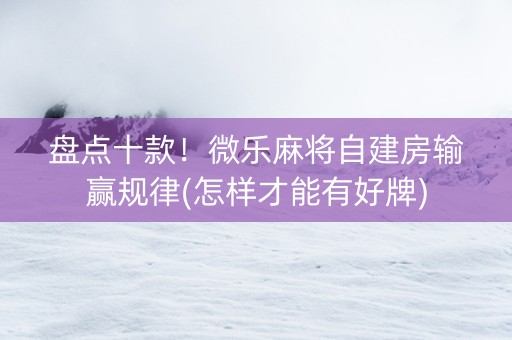 盘点十款！微乐麻将自建房输赢规律(怎样才能有好牌)