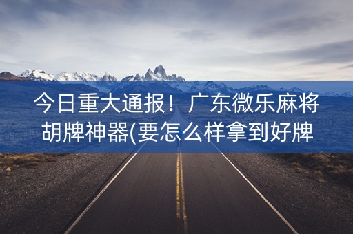 今日重大通报！广东微乐麻将胡牌神器(要怎么样拿到好牌)